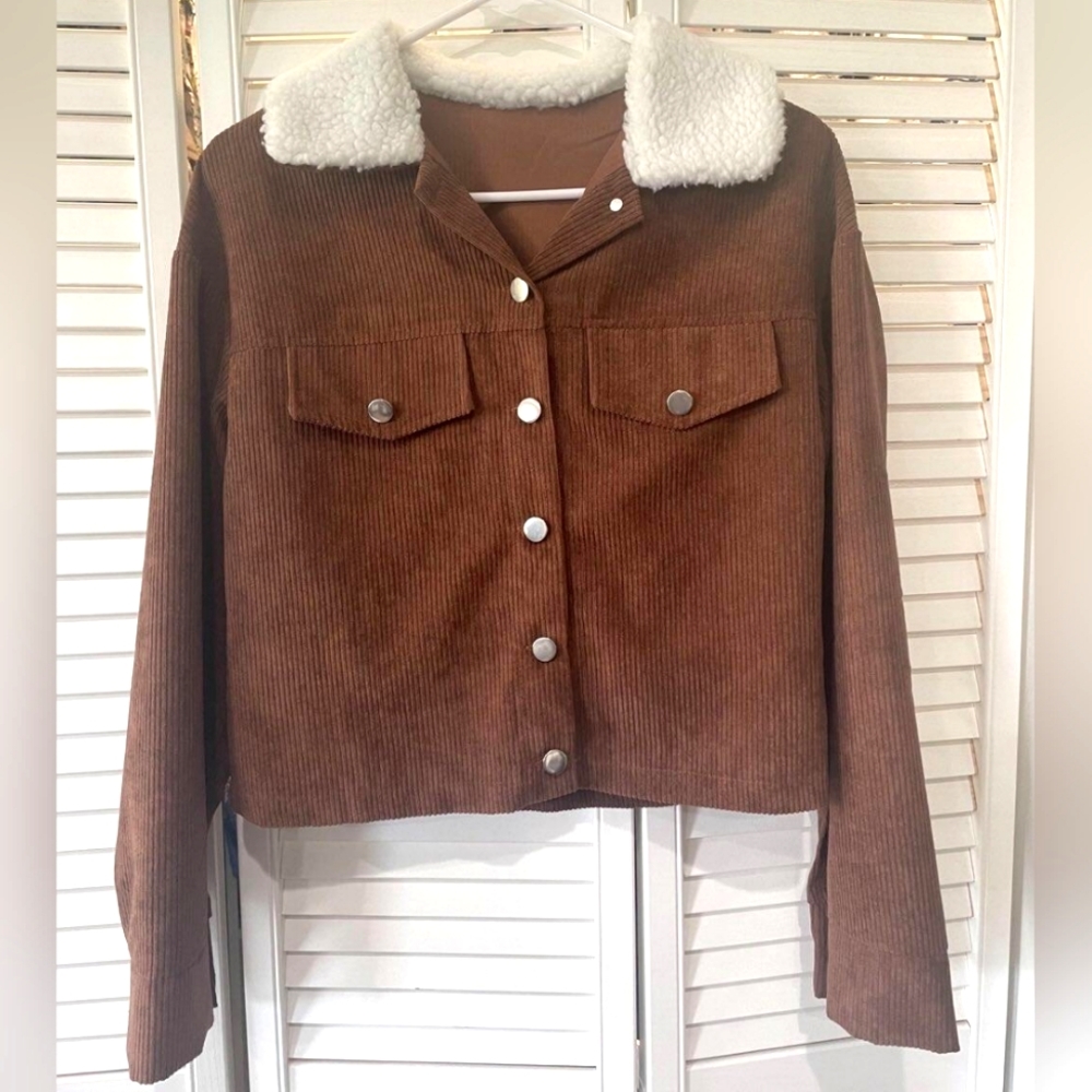 SHEIN Borg collar drop shoulder jacket